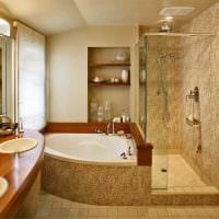 идея красивого стиля ванной с угловой ванной картинка