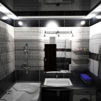 вариант необычного дизайна ванной комнаты в черно-белых тонах картинка