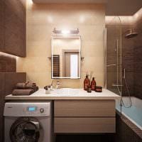 пример яркого стиля ванной комнаты в бежевом цвете фото