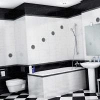 вариант красивого дизайна ванной комнаты в черно-белых тонах фото