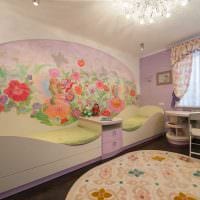 вариант красивого дизайна детской комнаты для двоих девочек фото