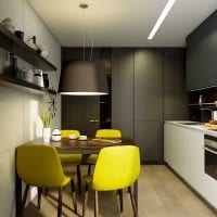 идея яркого интерьера кухни 9 кв.м фото