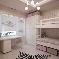 идея яркого дизайна детской комнаты для двоих девочек фото