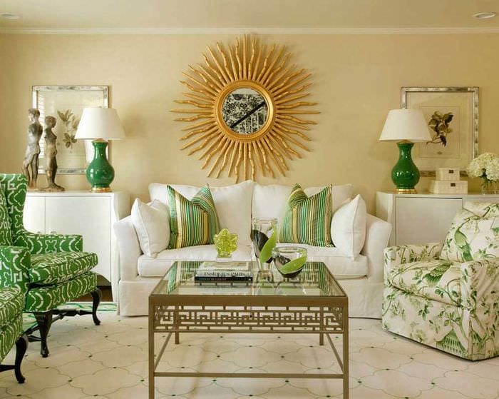 пример использования зеленого цвета в необычном дизайне комнаты