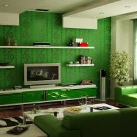 пример использования зеленого цвета в красивом дизайне квартиры картинка
