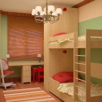 идея яркого дизайна детской комнаты для двоих детей картинка