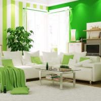 идея применения зеленого цвета в необычном декоре комнаты картинка