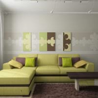 пример использования зеленого цвета в красивом дизайне квартиры фото