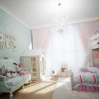 пример светлого дизайна детской комнаты для двоих девочек картинка