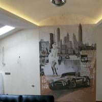 вариант яркого декора квартиры с росписью стен фото