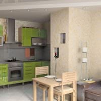 дизайн кухни с вентиляционным коробом зеленые