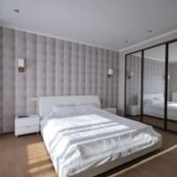 дизайн спальни с серыми обоями фото