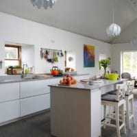 дизайн кухни столовой гостиной в частном доме идеи