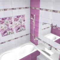 идея светлого интерьера укладки плитки в ванной комнате картинка