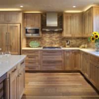 пример красивого стиля кухни в деревянном доме фото