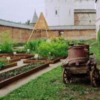 пример яркого декора огорода в частном дворе картинка