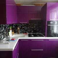 черно фиолетовый дизайн кухни