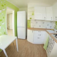 дизайн кухни 6 кв м зеленые обои