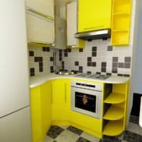 дизайн маленькой кухни желтый гарнитур