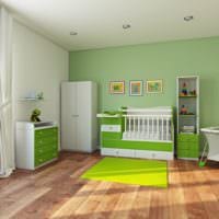 детская комната для новорожденного зеленые тона