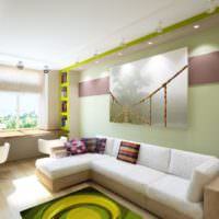 Современный стиль в оформлении стены над диваном