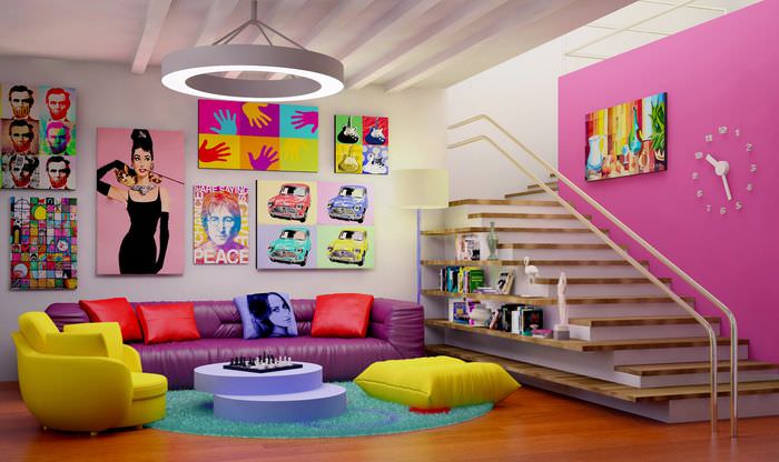 пример красивого дизайна дома в стиле поп арт