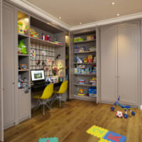 Встроенная мебель в интерьере детской комнаты