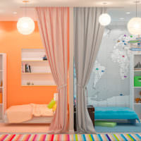 Раздельное оформление пространства в детской комнате