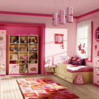 Детская комната для маленькой девочки в розовом свете