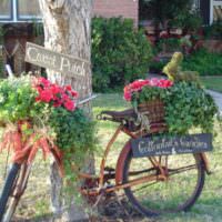 Старый велосипед в качестве садовой композиции