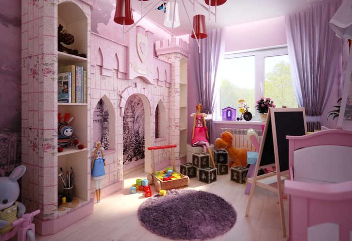 пример необычного интерьера детской комнаты для девочки