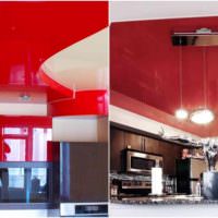 пример светлого стиля потолка на кухне картинка