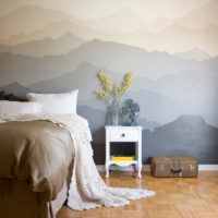 Спальня в стиле прованс с фотообоями на стене