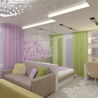 вариант яркого дизайна гостиной спальни 20 метров картинка