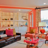 вариант сочетания светлого персикового цвета в интерьере квартиры фото