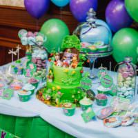 Цветные гелиевые шары в оформлении праздничного стола для дня рождения ребенка