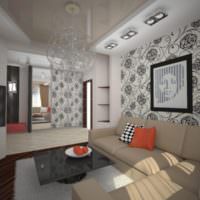 Черный и бежевый цвета в дизайне гостиной