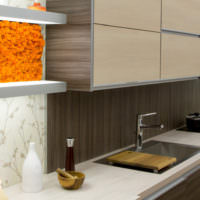 Оранжевый мох в интерьере кухни