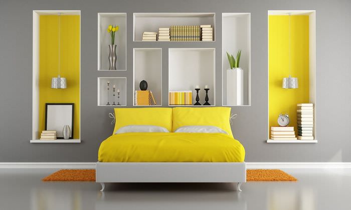 Дизайн спальной комнаты с красивыми нишами