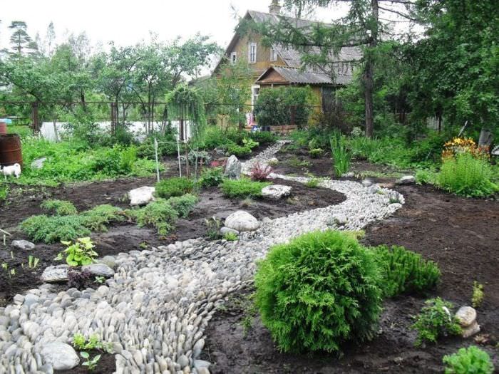Сухой ручей в дизайне садового участка