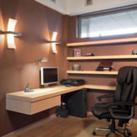 Интерьер рабочего кабинета в коричневом цвете