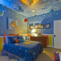 Красивая детская комната в стиле космоса