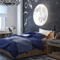 Луна на фотообоях в спальне