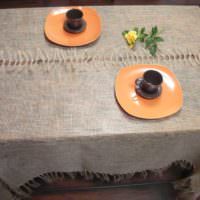 Скатерть в деревенском стиле на столе для чаепития