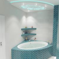 Угловая ванна с облицовкой мозаикой