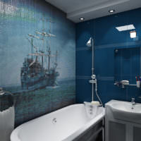 Морская тема в оформлении ванной мозаикой