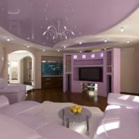 Дизайн гостиной в фиолетовых оттенках
