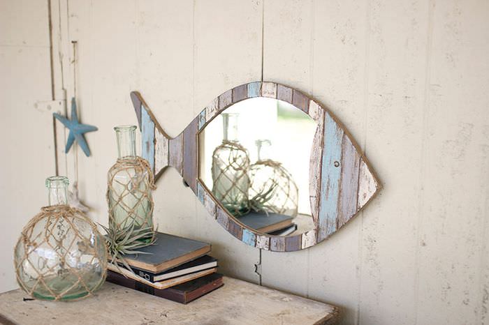 Зеркало в форме рыбки для декорирования комнаты в морском стиле