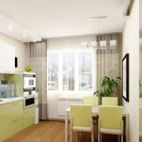 Бледно-зеленые фасады кухонного гарнитура