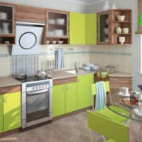 Коричнево-зеленый кухонный гарнитур